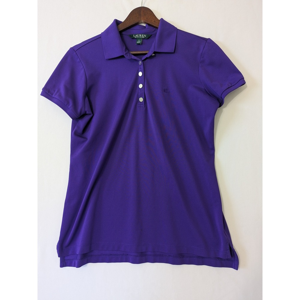 Lauren Ralph Lauren Polo Shirt Womens Medium Purple Good Pique Short Sleeve Logo - Picture 2 of 11